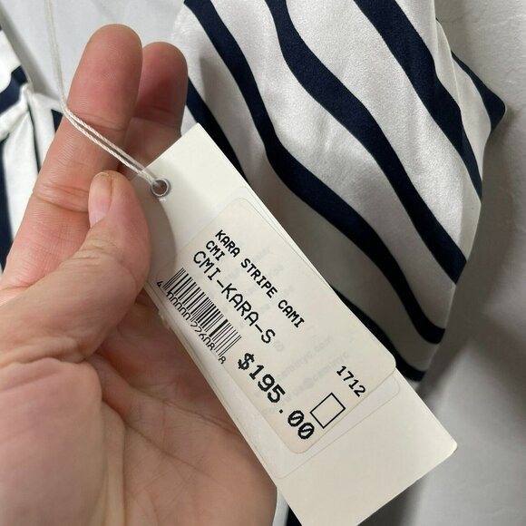 Cami NYC White Blue Stripe Kera 100% Silk Camisole Tank - Picture 7 of 10